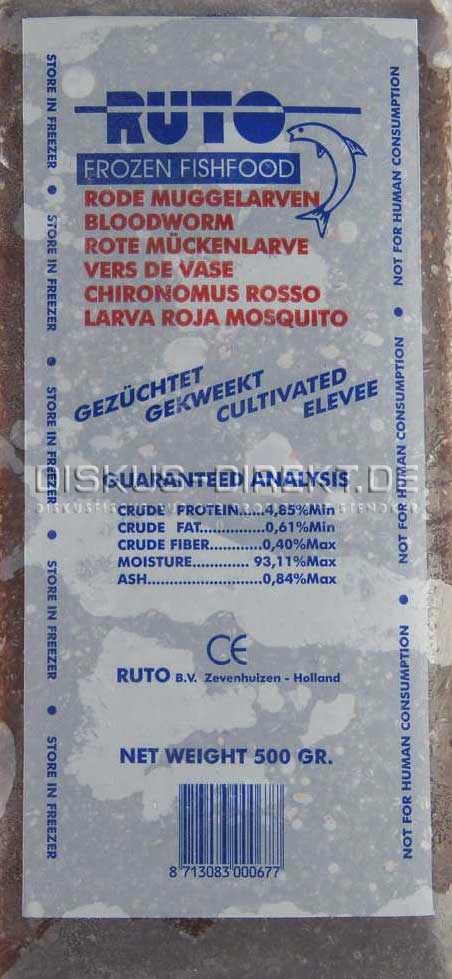 Mückenlarven rot, Ruto, 500g Flatpack von Frostfutter Lager M