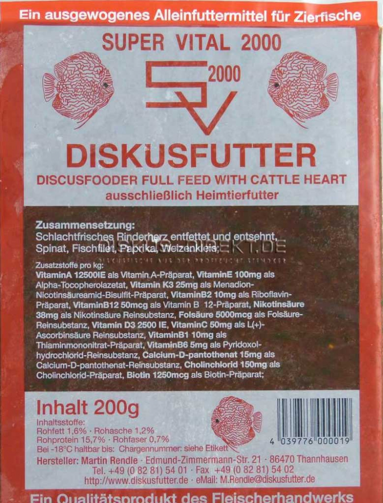 Rendles Super Vital 2000 mit Spirulina von Frostfutter Lager M