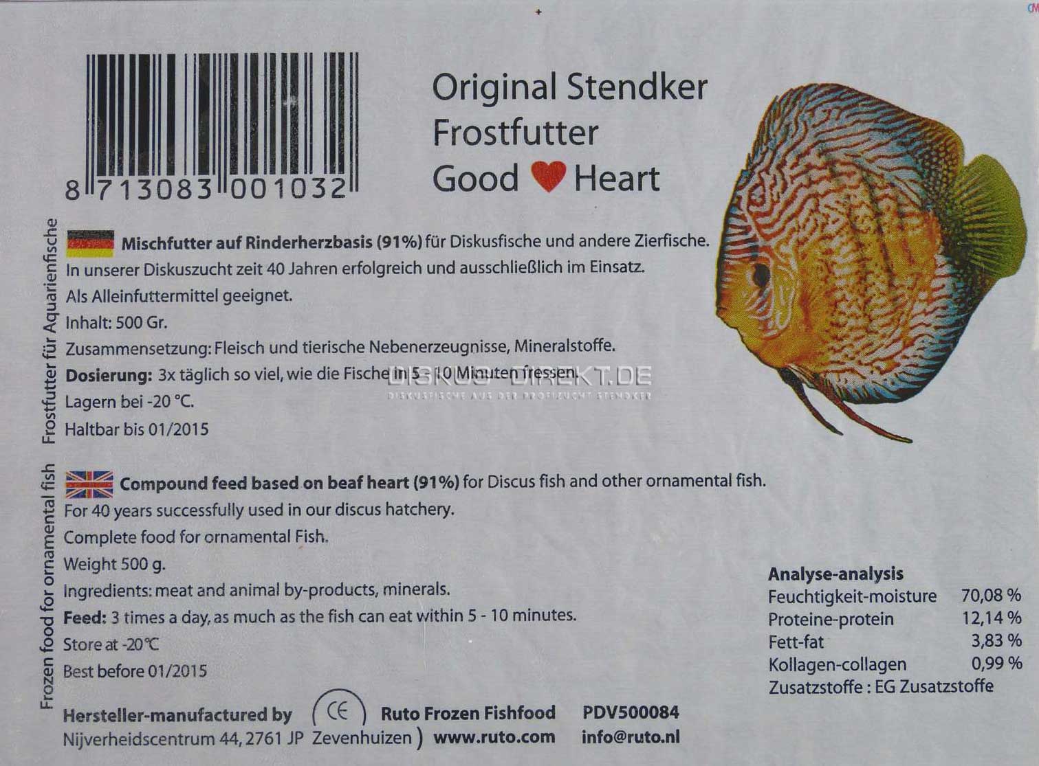 Stendker GoodHeart Diskusfutter: 500g Flachtafel 'Classic' von Frostfutter Lager M