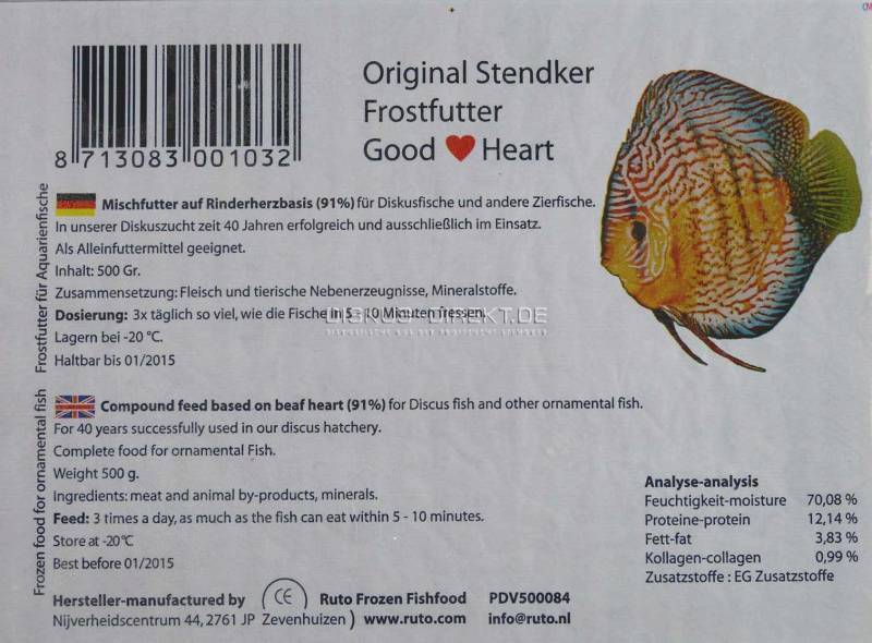 Stendker GoodHeart Diskusfutter: 500g Flachtafel 'Classic' von Frostfutter Lager M