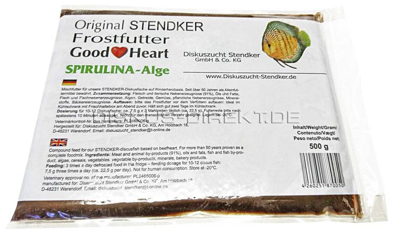 Stendker Goodheart 'Spirulina', 500g Flachtafel von Frostfutter Lager M