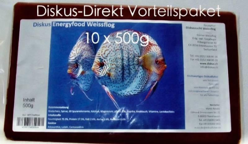 Vorteilspaket: Diskus Energyfood Weissflog: 10 x 500g von Frostfutter Lager M