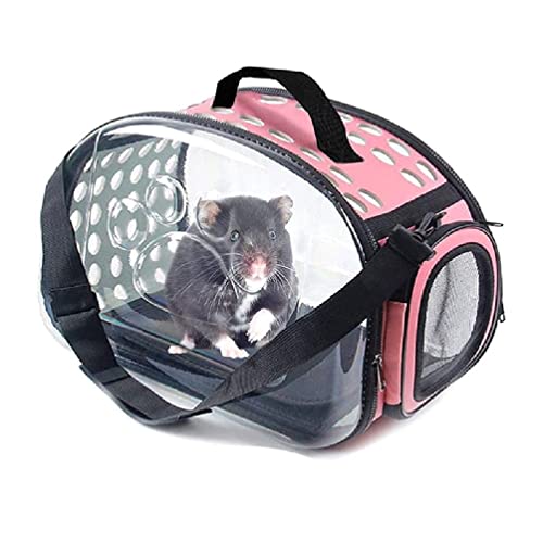 Hamster-Transporttasche für kleine Haustiere, Outdoor-Reisekäfig, tragbar, transparent, mit Reißverschluss, faltbar, für kleine Tiere von Frotox