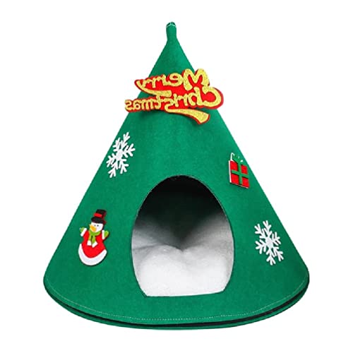 Weihnachten Katzenbett für Innenkatzen Kleiner Hund warmes Bett Haus Waschbarer Welpen Zelt Bett Kätzchen Hütte Hütte Abnehmbare Kissen Katzenzelte für Innenkatzen von Frotox