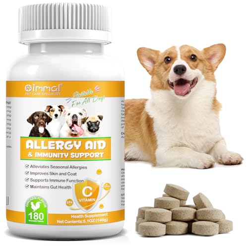 Allergie Tabletten für Hunde, 180Pcs Alergia Ayuda para Perros, gegen Allergien & Juckreiz und zur Stärkung des Immunsystems, lindert saisonale Allergien von Frovetani