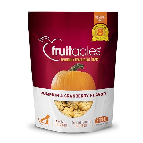 Fruitables Kalorienarme, gesunde gebackene Kürbis-Leckerlis für Hunde, frei von Weizen, Mais und Soja - Kürbis & Cranberry 198g von Fruitables