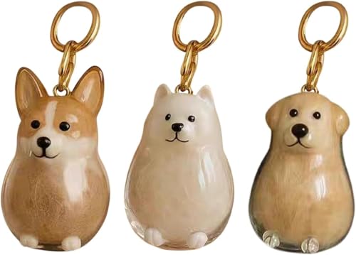 Frundoo Schlüsselanhänger für Hundehaare, 3 Pcs Hundehaar-Sammler-Schlüsselanhänger, Anhänger, Aufbewahrungsbox, transparente Flasche für Tierhaare, Hundeform, Tierhaar, Gedenkflasche, Andenken von Frundoo