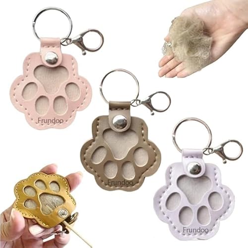 Frundoo Schlüsselanhänger für Tierhaare, 3 Pcs Hundehaar-Sammler, Gedenkflasche, Schlüsselanhänger zum Sammeln von Katzen-und Hundehaaren, Niedlicher Schlüsselanhänger Katzenhaar Aufbewahrungsflasche von Frundoo