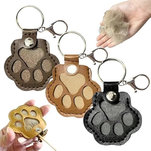 Frundoo Schlüsselanhänger für Tierhaare, 3 Pcs Hundehaar-Sammler, Gedenkflasche, Schlüsselanhänger zum Sammeln von Katzen-und Hundehaaren, Niedlicher Schlüsselanhänger Katzenhaar Aufbewahrungsflasche von Frundoo