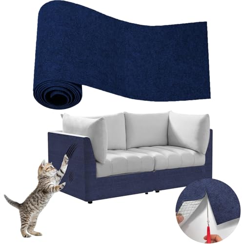 Frundoo Selbstklebend Kratzteppich Katze Wand, DIY Kletternder Kratzbretter Katzen,Kratzmatte Katze, Kratzwand Katzen, Geeignet für Sofas, Wände und Möbel, Kratzschutz(Dunkelblau, 40cmx200cm) von Frundoo