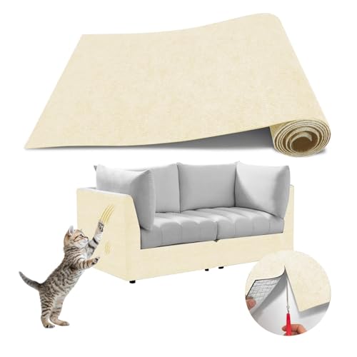 Frundoo Selbstklebend Kratzteppich Katze Wand,DIY Kletternder Kratzbretter Katzen,Kratzmatte Katze, Kratzwand Katzen, Geeignet für Sofas, Wände und Möbel, Kratzschutz(Warmes Weiß, 40cmx200cm) von Frundoo