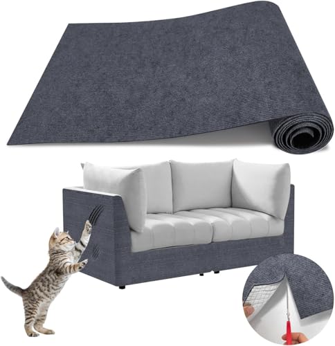 Frundoo Selbstklebend Kratzteppich Katze Wand, DIY Kletternder Kratzbretter Katzen,Kratzmatte Katze, Kratzwand Katzen, Geeignet für Sofas, Wände und Möbel, Kratzschutz(Dunkelgrau, 40cmx200cm) von Frundoo