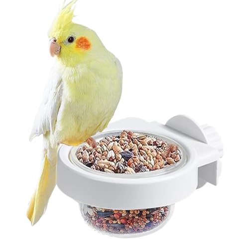 Bird Feeding Dish, Cups Parakeet Food Dish with Clamp Chinchilla Large Cage Accessories and Watering Supplies for African Greys, Conures & Small Pets, 3.78x2.83x1.65 Inches von Fruusv