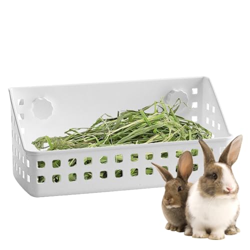 Bunny Hay Feeder, Hay Dispenser Rack, Small Pets Grass Storage Holder, Sturdy Cage Accessory for Chinchillas, Hamsters, Bunnies Feeding, Indoor and Outdoor Use, White Colored Bunny Hay Feeder, Hay Dispenser Rack, Small Pets Grass Storage Holder, Sturdy Cage Accessory for Chinchillas, Hamsters, Bunnies Feeding, Indoor and Outdoor Use, White Colored von Fruusv