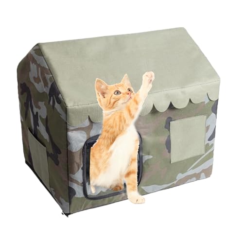 Cooling House Outdoor Cats, Cooling Cat Cave, Insulated Enclosed Kittens, Weatherproof Shelter for Out Door Use Backdoor Balcony Lawn Garden Patio Indoor Seasons, 46x38x43cm von Fruusv