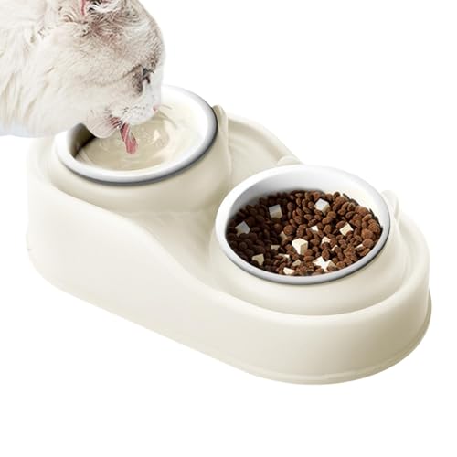 Doppelnapf für kleine, mittelgroße und große Hunde, Katzen, Welpen, 15 Grad erhöhtes Keramik-Doppelgeschirr für Anti-Erbrechen und bequemes Essen, ergonomisch geneigte Futternäpfe Doppelnapf für kleine, mittelgroße und große Hunde, Katzen, Welpen, 15 Grad erhöhtes Keramik-Doppelgeschirr für Anti-Erbrechen und bequemes Essen, ergonomisch geneigte Futternäpfe von Fruusv