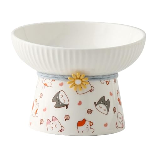 Erhöhter Katzenfutternapf, geneigter erhöhter Futternapf, 330 ml Keramik-Wassernapf, Futternapf für kleine Hunde, geneigter Katzenfutternapf, Hunde-Futternapf, Fettgesicht-Katzennapf von Fruusv