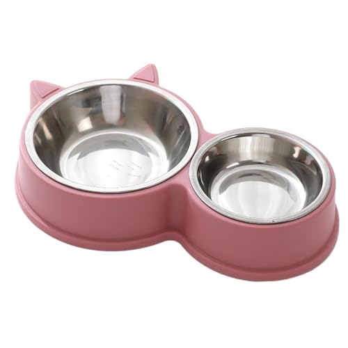 Form Hundenapf, Edelstahl-Katzennäpfe, kleine Hunde, Stahl, Anti-Rutsch- , Wasser- und Futter-Futterstation, verdicktes Design, Haustierkäfig-Napf gegen Kippen (2er-Pack), 30 x 14 x 5 cm von Fruusv