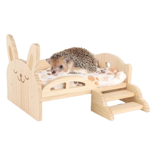Fruusv Haustierbett aus – Haustierhütte mit Treppe | Chinchilla-Nest für Hasen, Eichhörnchen, Igel, Kätzchen, Hamster, Frettchen von Fruusv