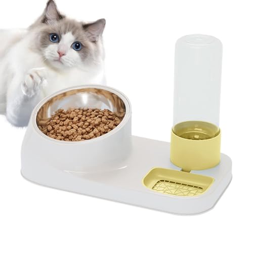 Katzenfutterspender Wasserspender Edelstahlnapf (rutschfester Boden) Automatisches Trockenfutter und für Katzen Kätzchen kleine Hunde Haustier Futterstation 11.81x6.69x8.27 Zoll von Fruusv
