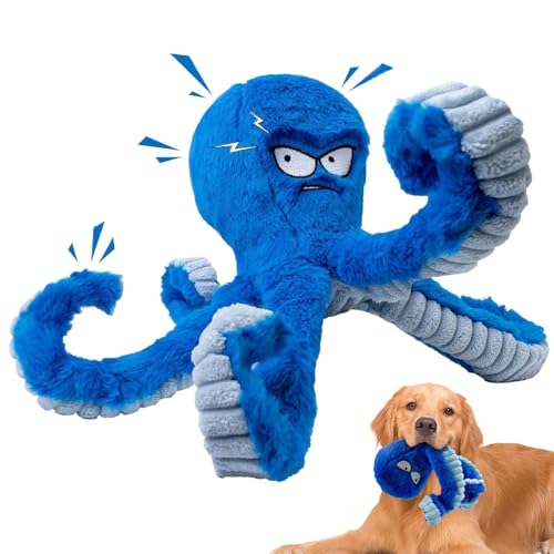 Octopus Hundespielzeug, weiches quietschendes Hundespielzeug für Welpenzahntraining, reduziert Langeweile und fördert auch das Spielen, ideal für drinnen, draußen, Garten, Pool, Familie und von Fruusv