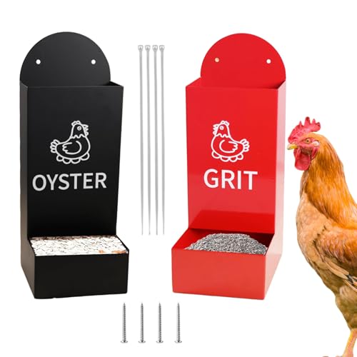 Oyster Shell Feeder for Chickens, Set of 2 Oysters Shell and Grit Feeders, Poultry Feeding Equipment, Pet Supplies, Coop Accessories for Hens and Ducks, 10.24x3.94 Inches von Fruusv