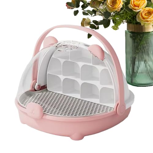 Silkworm Transport Container, Portable Transparent Feeding Box with Handle, Observe Habitat Cage Enclosure, Sturdy Carrier Pet House for Silkworm, 21x20x17cm von Fruusv
