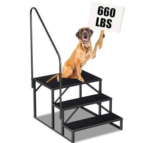 2 Stufen Trittstufe mit Griff, RV Trittleiter|Poolleitern|Stufen im Freien Haustiertreppe, Standtreppe Hocker Kinder aus Stahl Max 300kg, Haushaltsleiter für Spa/Hof/Mobile Home (1 Stufen) von Fruyyzl