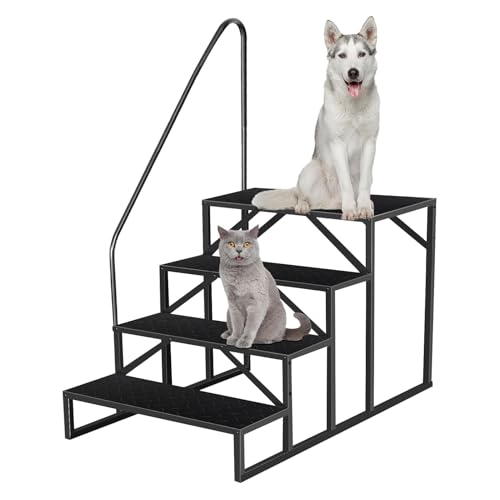 4 Stufen Trittstufe mit Griff, RV Trittleiter|Poolleitern|Stufen im Freien Haustiertreppe, Standtreppe Hocker Kinder aus Stahl Max 300kg, Haushaltsleiter für Spa/Hof/Mobile Home (4 Stufen) von Fruyyzl
