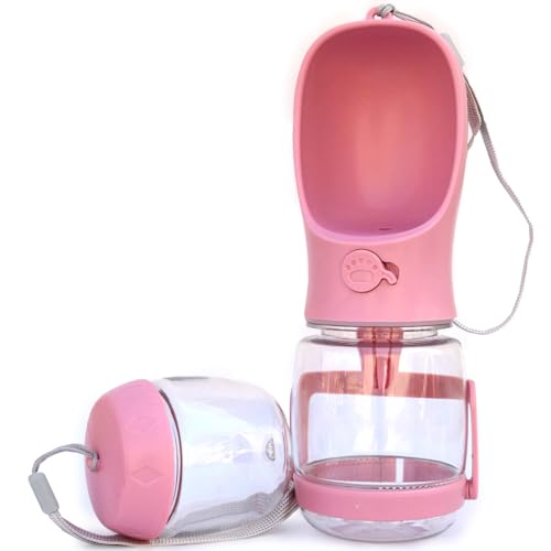 Frxat Hunde-Wasserflasche mit Futterbehälter-Halter, Reise-Welpen-Trinknapf, tragbarer Haustier-Wasserspender, verbessertes patentiertes Design, lebensmittelechter Kunststoff, 340 ml von Frxat