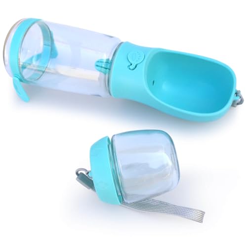 Frxat Hunde-Wasserflasche mit Futterbehälter-Halter, Reise-Welpen-Trinknapf, tragbarer Haustier-Wasserspender, verbessertes patentiertes Design, lebensmittelechter Kunststoff, 540 ml von Frxat