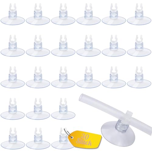 Frypay 30 Stück Aquarium Saugnapf Clips, Aquarium Saugnapf Halter, Aquarium Fisch Luft Tank der Linie Tube Schlauch Saug Pumpe Gläser für 5mm 6mm Airline Luftverkehrslinie Schlauchhalter von Frypay