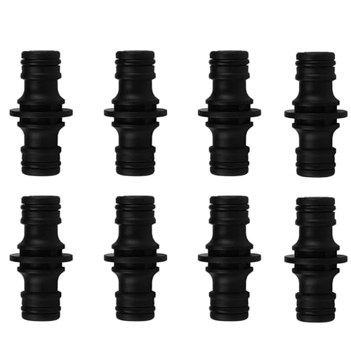 Frypay Gartenschlauch-Verbindungsstück Set, 8 Stück Zweiseitige Kupplung, 5 cm Länge, Schwarz von Frypay