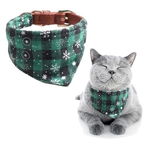 Ftchoice 2 Teile/satz Haustier Halsband Bowknot+Kragen Dreieck Schal Kit Tuch Einstellbare Farbdruck Haustier Ornamente grün 1,3 x 32 von Ftchoice