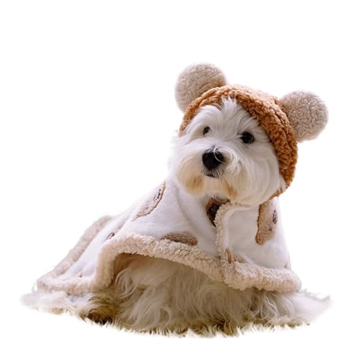 Ftchoice Hundeumhang für den Winter, warm, niedlich, Cartoon-Bär-Decke, Nachthemd, Haustierbedarf für kleine, mittelgroße und große Hunde, braun, Größe L (geeignet für 6,5–10 kg) von Ftchoice