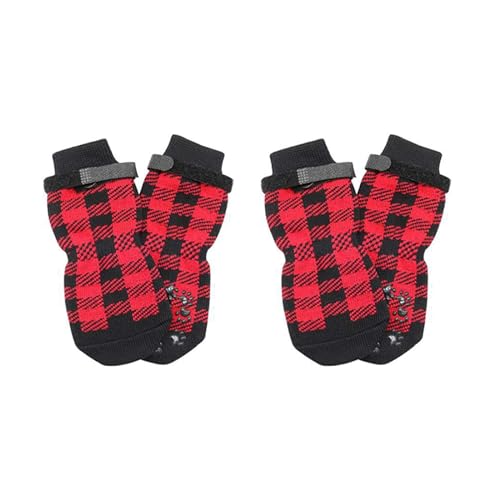 Ftchoice Red Socks S Pet Paw Protector Socken, Anti-Rutsch Hundesocken mit verstellbaren Riemen, starke Griffe, Traktion Welpensocken für Hartholzböden von Ftchoice
