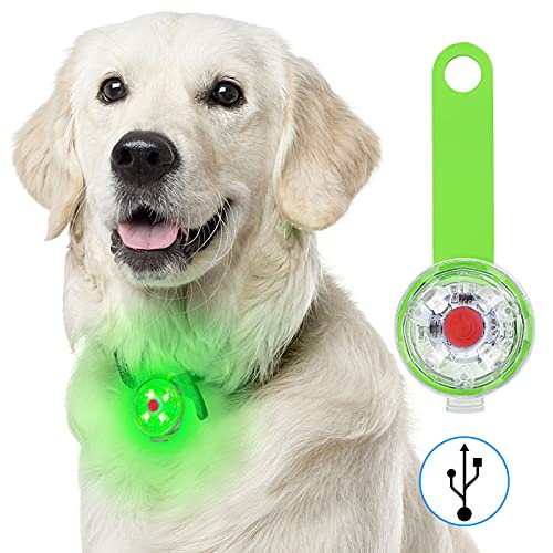 Fttouuy Sicherheits LED Blinklicht für Hunde, Katzen - USB Wiederaufladbar LED Licht Leuchtanhänger Hund, 3 Blinkmodis wasserdichte Sicherheit Haustier Lichter (Grün) von Fttouuy