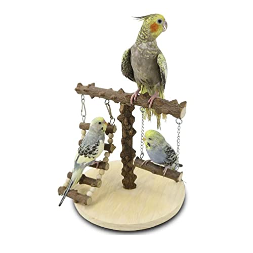 Lovebird Papageien Käfig Sitzstange Steg Schaukel Klettern Holz Trainingsleiter Spielzeug für Vogel Jahrmarkt Vogelstange Ständer für Nymphensittiche von FuBESk