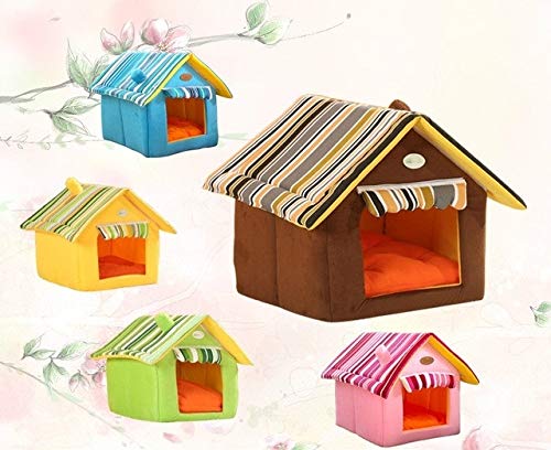 Haustier Faltbare Kaninchen, Katze, Hund Welpen Welpen weichen Nest Haus Bett Zwinger Kissen Korb mit warmem Plüschkissen kleines Haustier mit Kissen (Color : Pink) von FuQingShiLongShanYuHuaShiPinDian