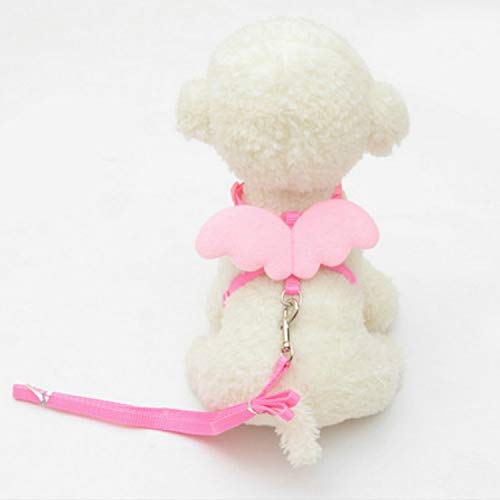 Haustier Netter Engel Haustier-Hundeleine und Halsband Set Kitten Puppy Blei Flügel Gürtel Einstellbare Hundegeschirr Tierzubehör, Größe: XS (rot) (Color : Pink) von FuQingShiLongShanYuHuaShiPinDian