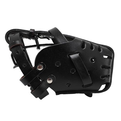 Dog Muzzle Adjustable Fit Comfortable Faux Leather Basket Muzzle for Anti Barking Anti Chewing von Fuchooky
