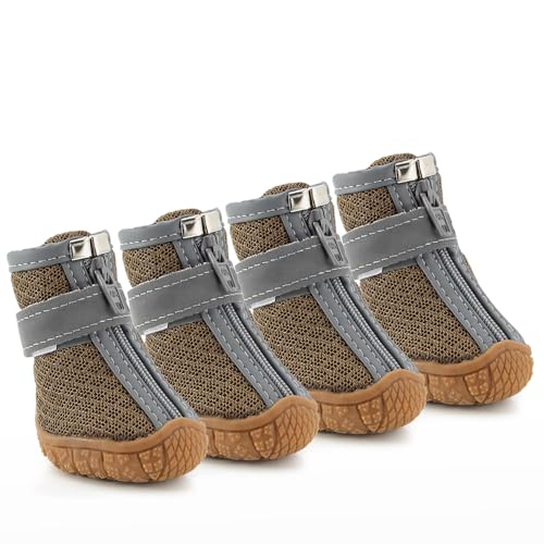 Dog Shoes for Small Dogs Breathable Dog Booties with Reflective Strips Puppy Protector for Outdoors Hiking Climbing Walking Camping (3#) von Fuchooky