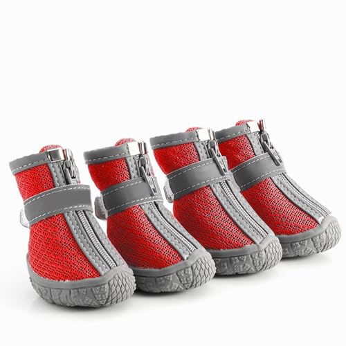 Dog Shoes for Small Dogs Breathable Dog Booties with Reflective Strips Puppy Protector for Outdoors Hiking Climbing Walking Camping (4#) von Fuchooky
