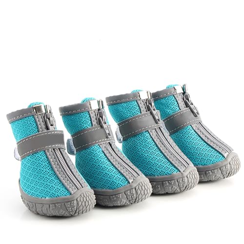Dog Shoes for Small Dogs Breathable Dog Booties with Reflective Strips Puppy Protector for Outdoors Hiking Climbing Walking Camping (4#) von Fuchooky