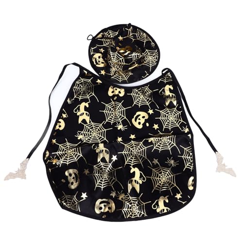 Halloween Pet Pumpkin Cape Set Spiderweb Muster Verstellbares mysteriöses Haustierkostüm für Haustierversammlungen von Fuchooky