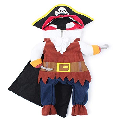 Haustierpiratenkostüm Halloween -Outfit für Hunde und Katzen, langlebige Polyester -Partykleidung mit einstellbaren Größen S m l XL (M) von Fuchooky