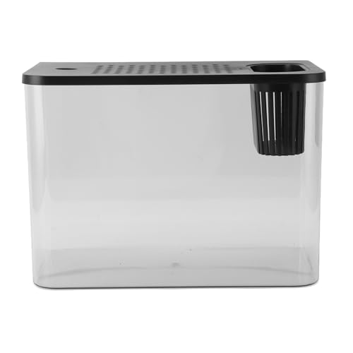 Klares Plastik -Desktop -Aquarium für Goldfisch -Garnelen Betta Schildkröten Kleiner Raumsparende Design mit Deckel reduziert Wasserverdampfung Mini -Ökosystemumgebung (Schwarz) von Fuchooky