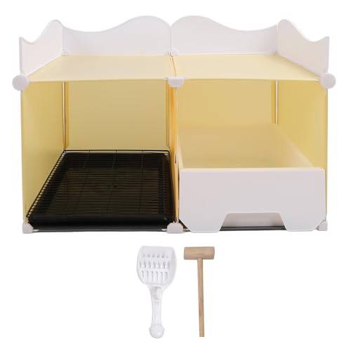 Schloss spritzsicherer Katzendrüsenschachtel, Katzentoilette im Schubladenstil mit Durchgang und Abnehmbarer Deckel, geeignet für Haustiere im Haushalt. (Yellow) von Fuchooky