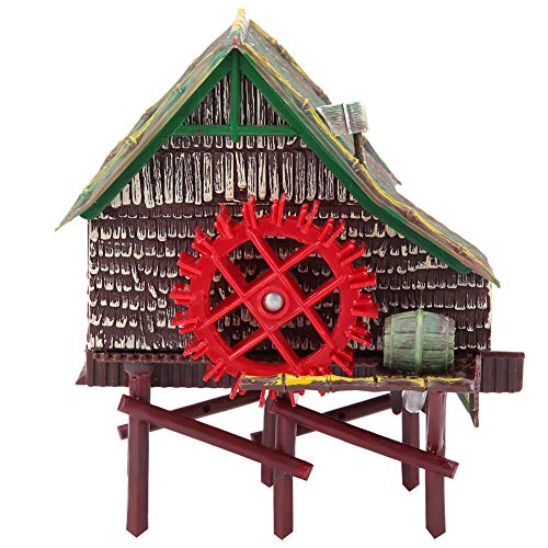 Aquarium-Landschaftsbau-Dekoration, Aquarium-dekorative pneumatische belüftete Wasserradhütte – lebendige und lebendige Aquarium-Landschaftsbau-Ornament (Big waterwheel) von Fuerdich