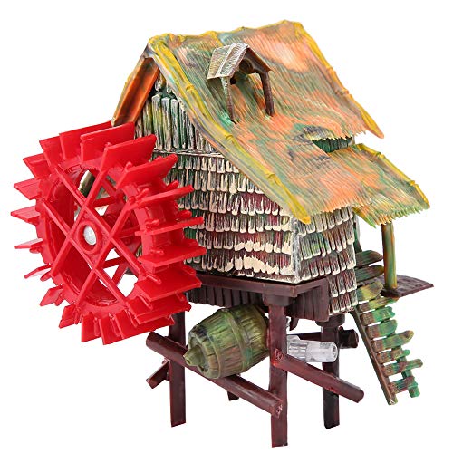 Aquarium-Landschaftsbau-Dekoration, Aquarium-dekorative pneumatische belüftete Wasserradhütte – lebendige und lebendige Aquarium-Landschaftsbau-Ornament (small waterwheel) von Fuerdich